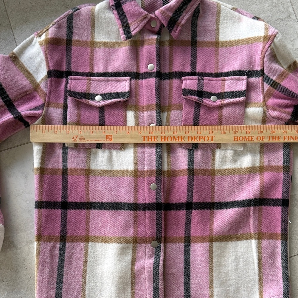 Staccato Pink and White Plaid Button-Up Flannel Shirt size S - Picture 5 of 9